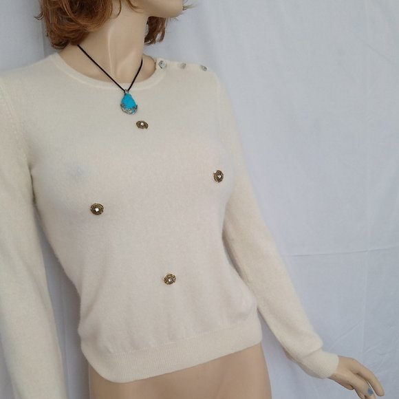 LAUREN RALPH LAUREN Cream 100% Cashmere Sweater PM - Picture 4 of 7